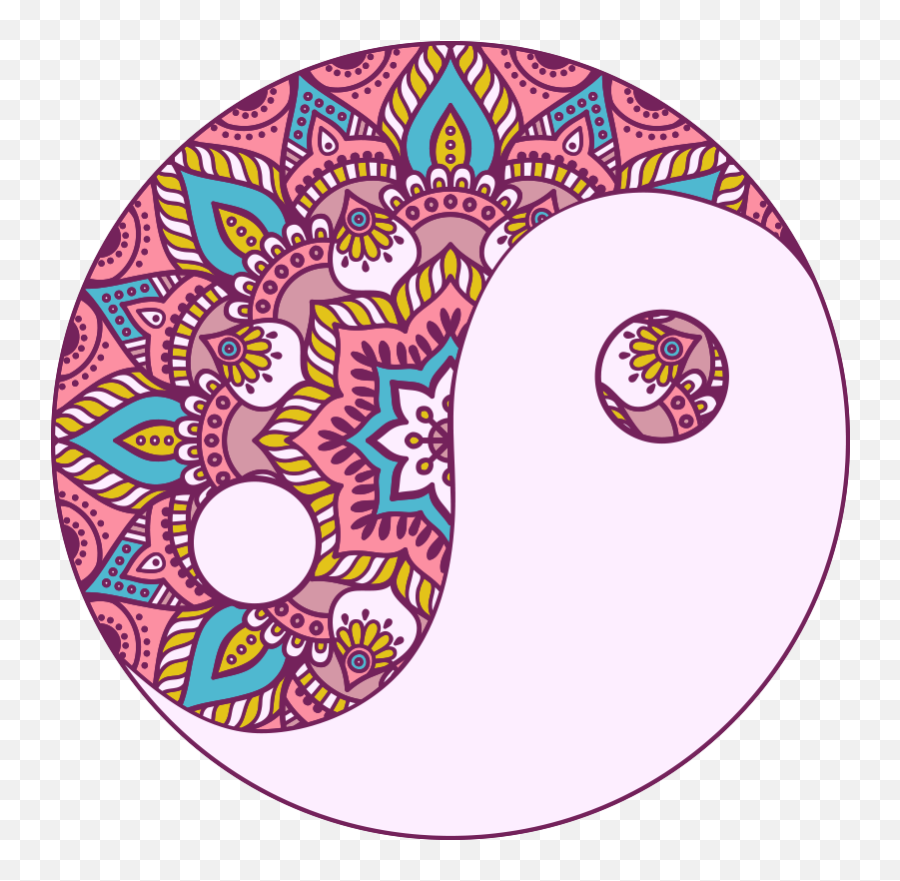 Yang Yang Mandala Floral Wall Decal - Mandalas Yin Yang A Color Emoji,Yin Yang Emoticon