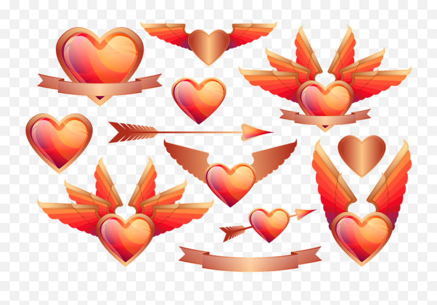 Free Winged Heart Heart Images - Day Emoji,Heart Emoji Crown