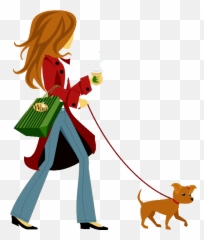 Dog Walking Png Download Files - Girl With Clipart Emoji