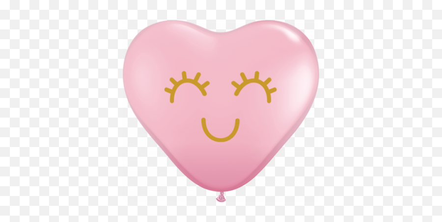 Qualatex Printed Heart Latex 1006 Pink And White Eyelashes Emoji,White Heart Emoticon