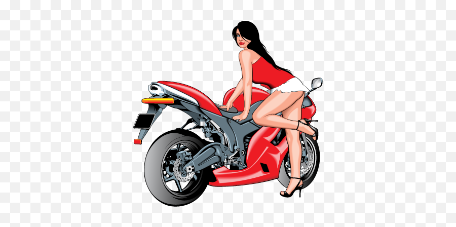 Motorbike And Model Sticker - Sexy On Motorcycle Vector Emoji,Motorcycle Emoticons For Iphone