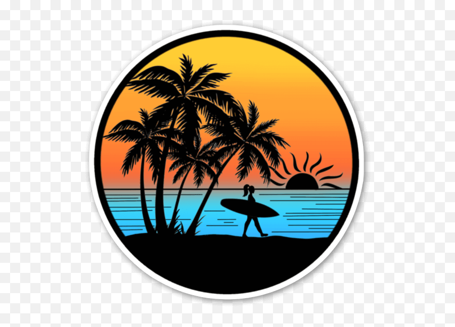Sunset Surfer - Transparent Sunset Vector Png Emoji,Surf Emoji