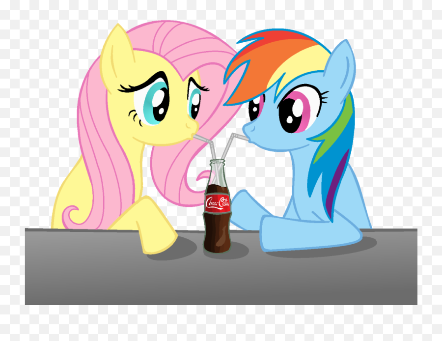 Fluttershy U0026 Rainbow Dash Enjoy A Coca - Cola Visual Fan Art My Little Pony Coca Cola Emoji,Coca Cola Emoji