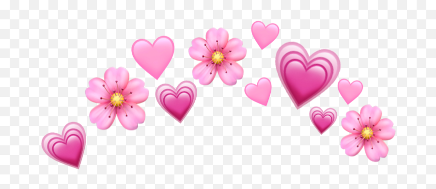 Emojis Emoji Pink Hearts Flowers Aesthetic - Transparent Heart Crown Png,Pink Emojis