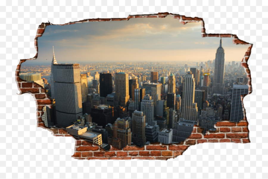 Newyork City Skyline Wall Holeinwall Brickwall - Transparent Empire State Building Png Emoji,Skyline Emoji
