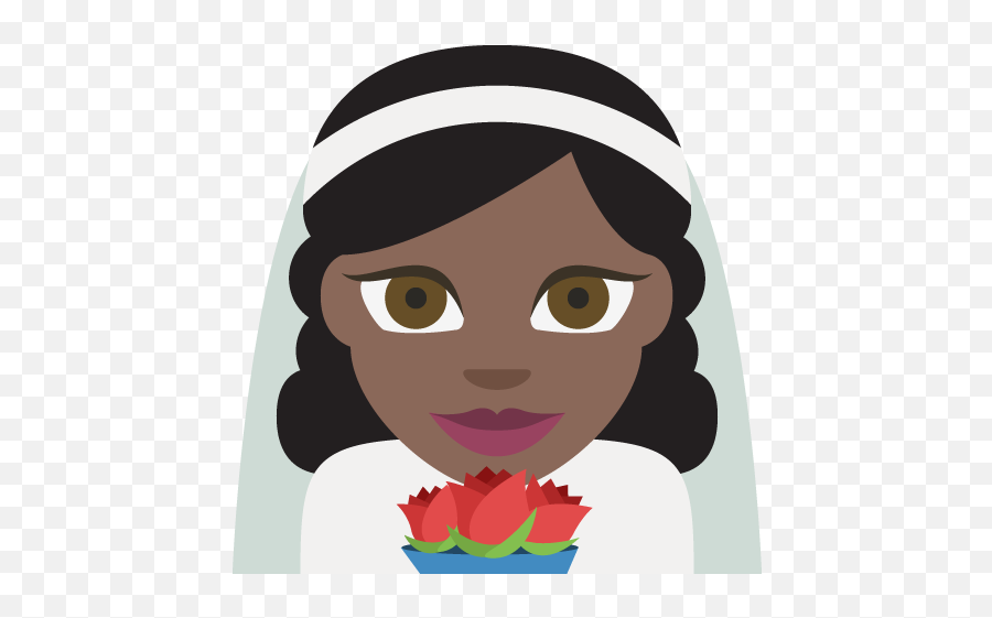 Veil Dark Skin Tone Emoji Emoticon - Png Noivos Emoji,Bride Emoji Png
