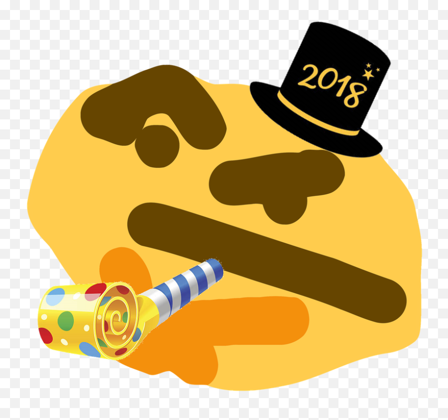 Thinking Meme - Party Blower Clip Art Emoji,Contemplating Emoji