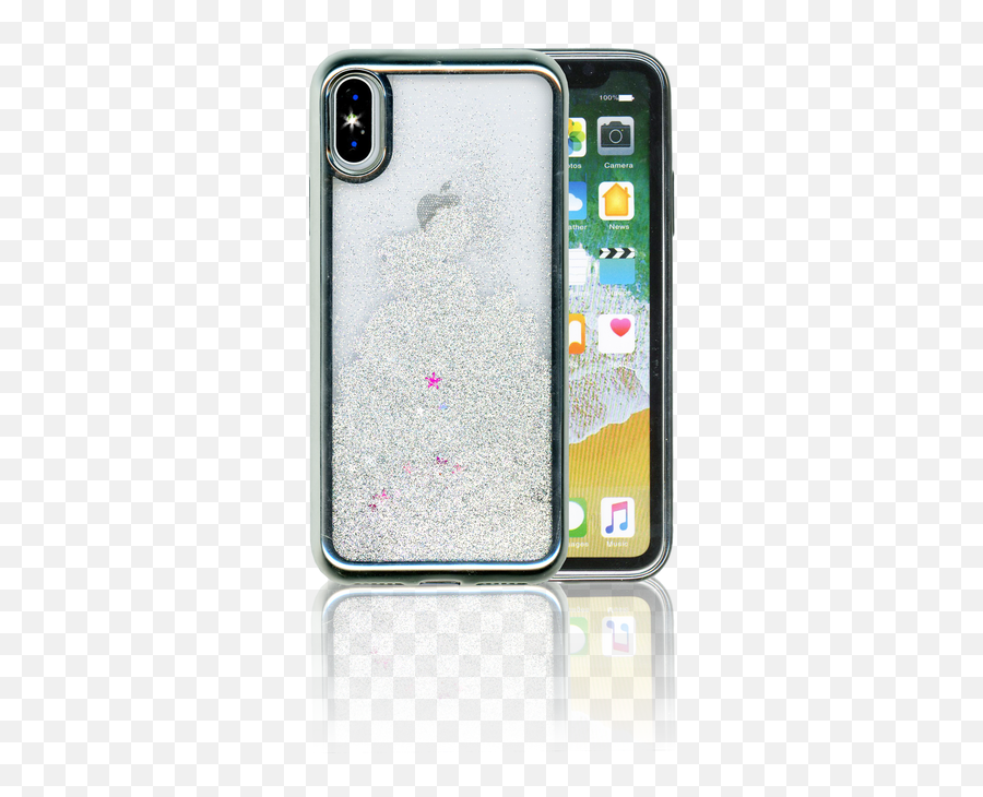 Iphone X10xs Mm Electroplated Water Glitter Case With Stars Silver - Mobile Phone Case Emoji,Iphone Emoji Cases