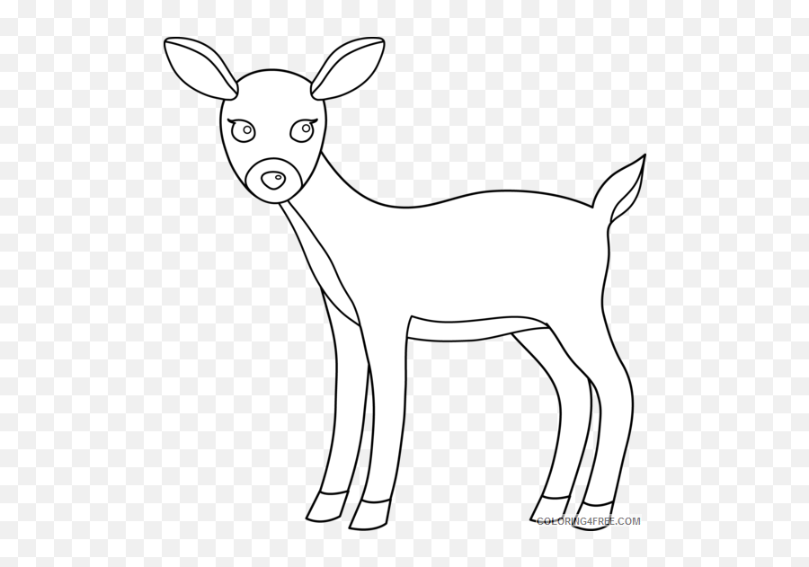Cute Deer Coloring Pages Cute Deer Line - Black And White Clip Art Deer Emoji,Buck Deer Emoji