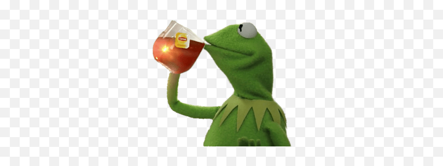 Kermit Drinking Tea Transparent Png - Kermit Sipping Tea Sticker Emoji,Kermit Emoticon