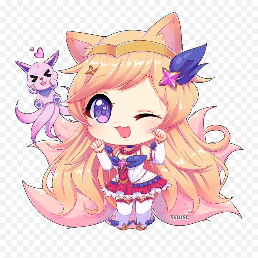 Ahri Png - Chibi Star Guardian Ahri By Xyrise Hd Wallpaper Star Guardian Ahri Chibi Emoji,League Of Legends Emoji