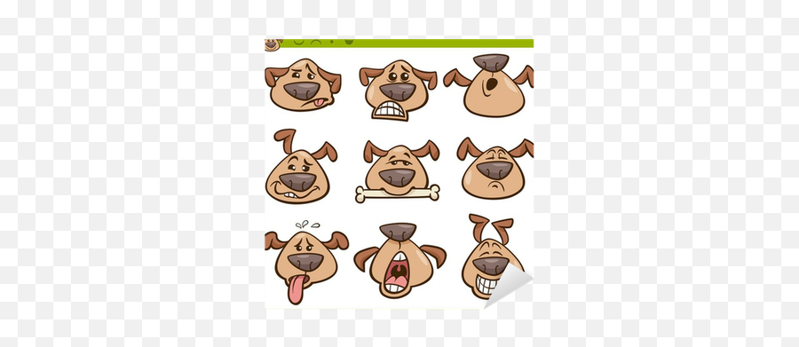 Dog Emoticons Cartoon Illustration Set - Dogs Emoticons Emoji,Dog Emoticons
