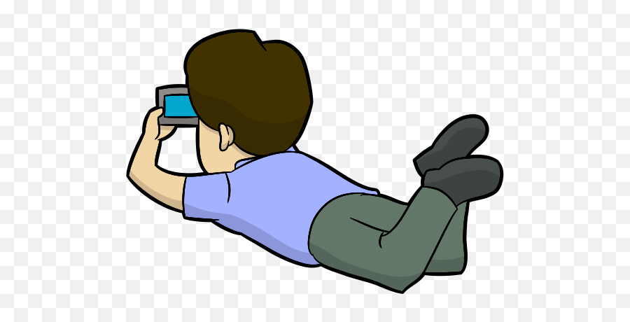 Cartoon Guy Watching A Video On His Phone - Guy On His Phone Cartoon Emoji,Lying Down Emoji