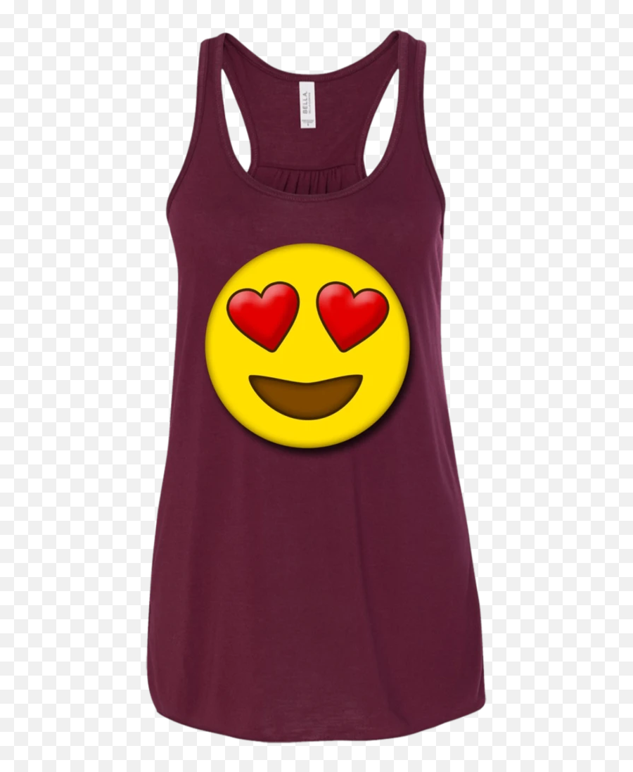 Cute Heart Eyes Emoji Valentines Day Love Tank - Bella Canvas B8800 Flowy Racerback Tank,X Eyes Emoji