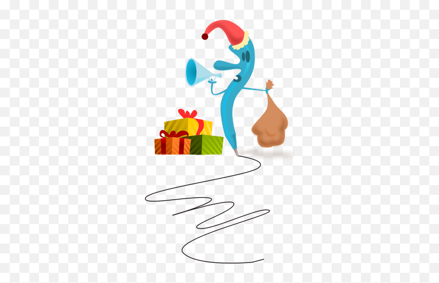 Santa Pen Vector Image - Clip Art Emoji,Dancing Santa Emoticon