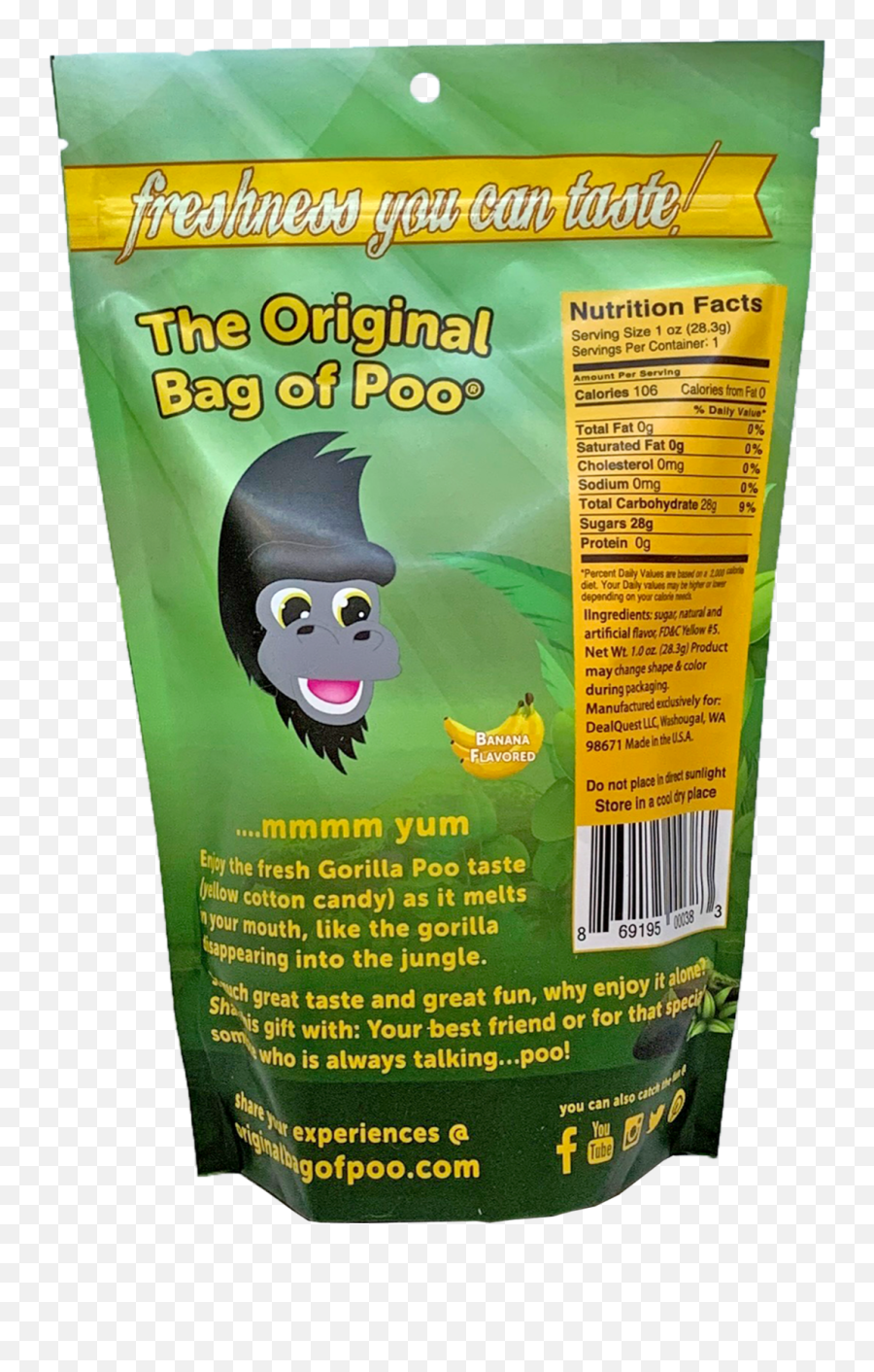 The Original Bag Of Poo Gorilla Poo Novelty Yellow Cotton Candy Gag Gift - Rat Emoji,Shh Emoji