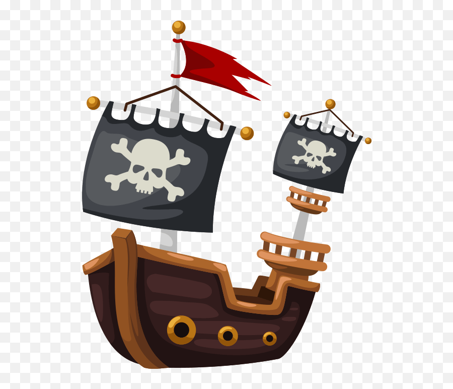 Ship Boat Sea Ocean Pirates Pirate Black Flag Cartoon - Pirates Ship Vector Emoji,Pirate Ship Emoji