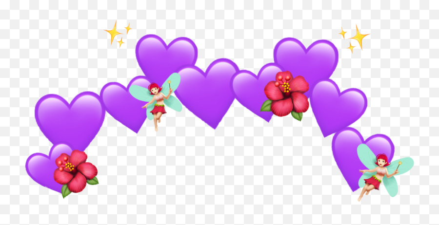 Purple Emoji Hearts Flower Sticker By Josephine - Girly,Purple Emoji