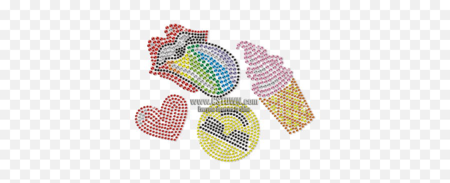 Lips Ice Cream Emoji And Heart Motifs Transfer - Heart,Ice Emoji