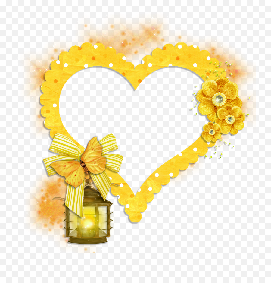 Library Of Yellow Heart Black And White Png Files - Yellow Heart Frame Png Emoji,Golden Heart Emoji