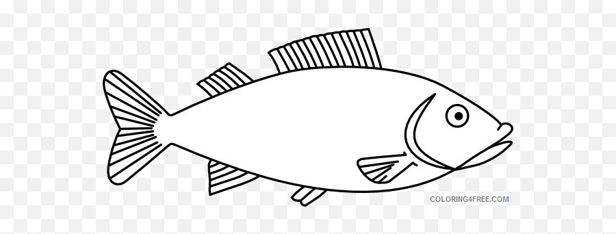 Fish Outline Coloring Pages Fish Outline 3 Clip Art - Simple Fish Clip Art Emoji,Skull Fish Fish Emoji