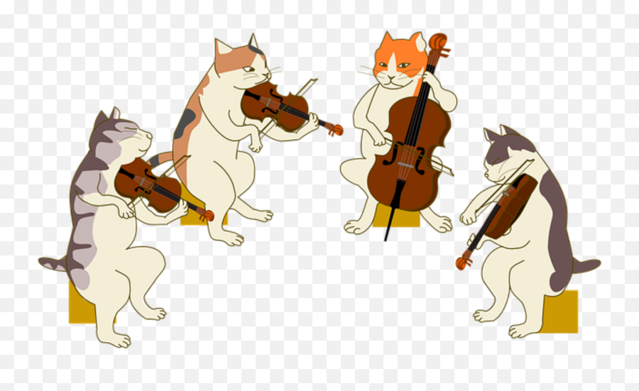 Popular And Trending Musicos Stickers Picsart - Cat String Quartet Emoji,Violin Trumpet Saxophone Emoji Pop