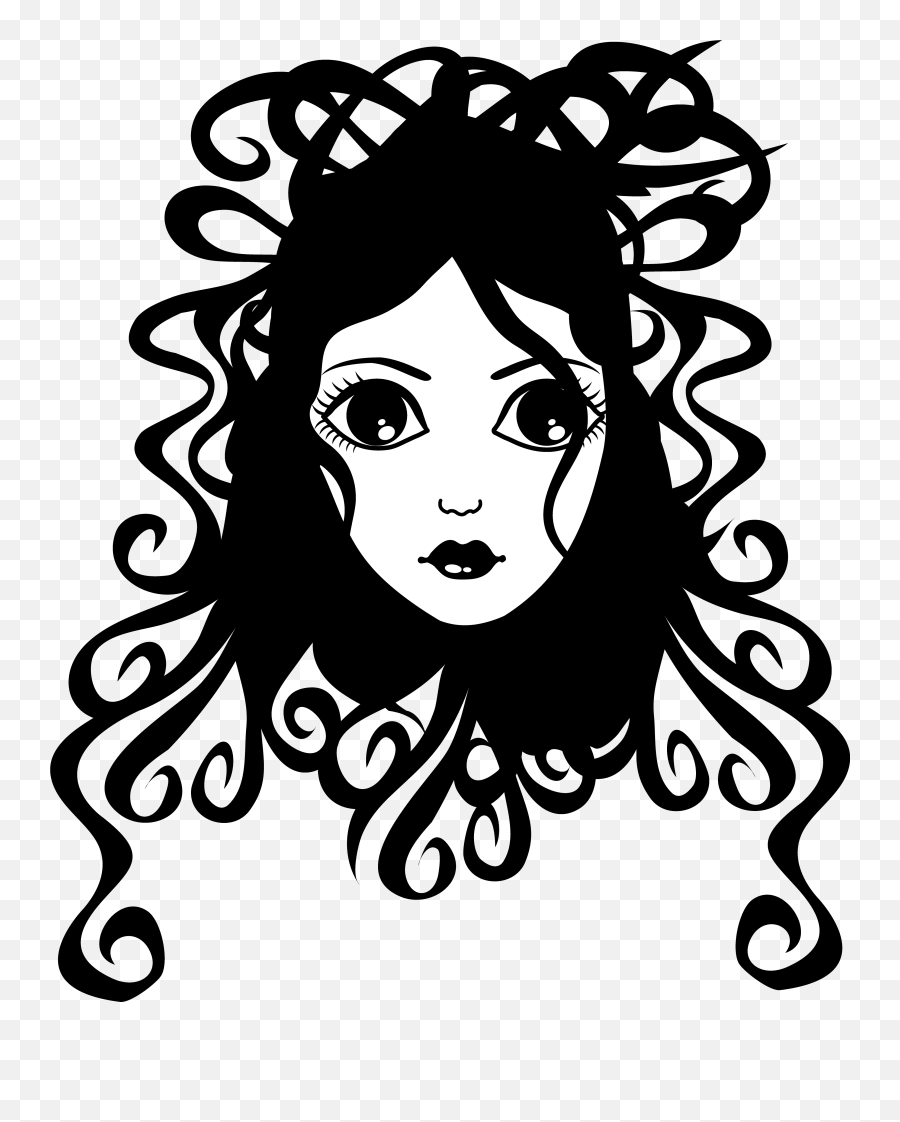 Curly Hair Clipart Black And White - Curls Black And White Emoji,Curly Hair Emoji