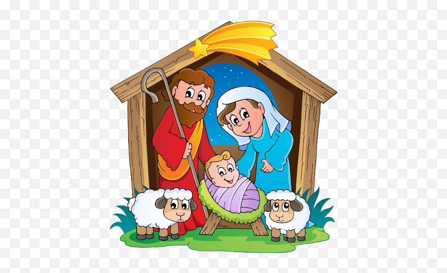 Christmas Manger Clipart - Cartoon Nativity Emoji,Nativity Emoji