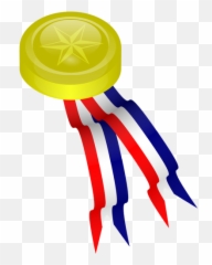 Vector Image Of Gold Medallion With Red - Clip Art Emoji