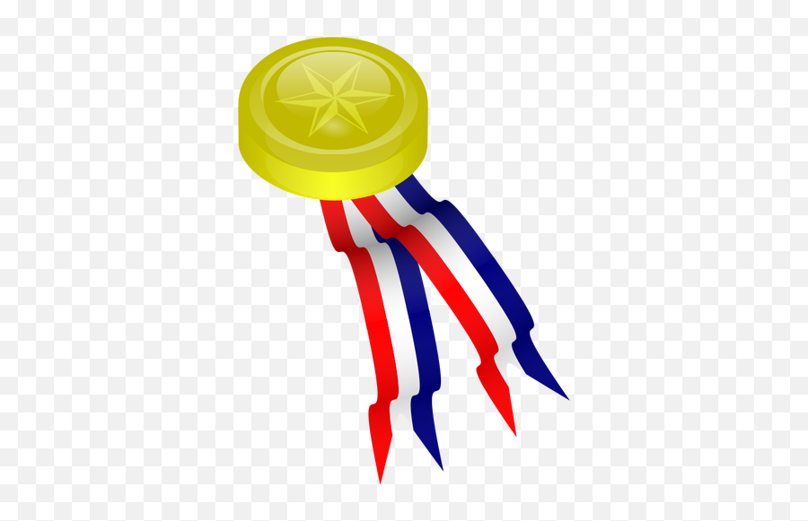 Vector Image Of Gold Medallion With Red - Medal Clip Art Emoji,Gold Ribbon Emoji