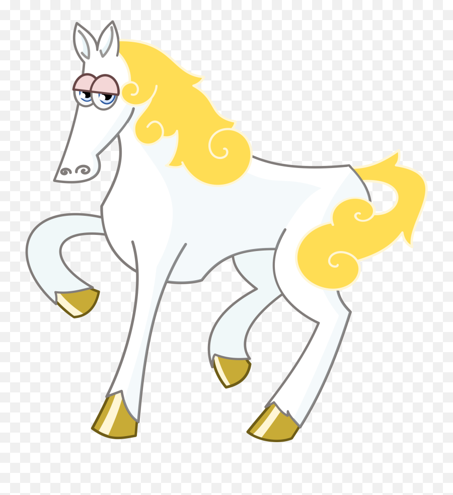 Gold Mane Vector Clipart Image - White And Gold Horse Cartoon Emoji,Instagram Tick Emoji