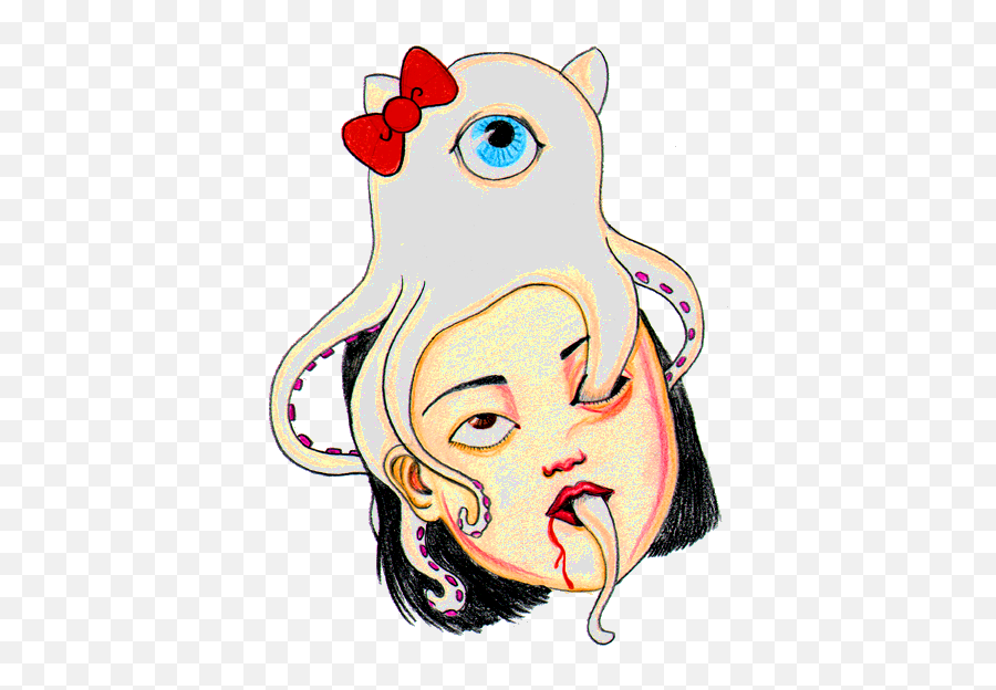 Gore Pastelgore Linesticker Horrorart - Octopus Suehiro Maruo Emoji,Spook Emoji