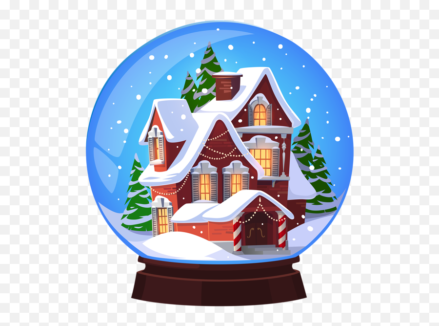 Clipart Snow Village Transparent - Snow Globe Clip Art Emoji,Barber Pole And House Emoji