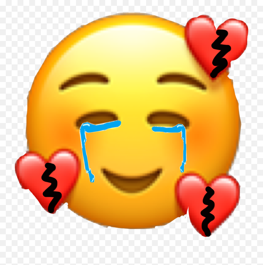 Freetoedit Crying Sad Gachalife Emoji Heart Broken Feel - Emoji With Hearts Around Face,Sad Crying Emoji
