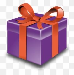 Purple Present - Transparent Background Gift Box Png Emoji
