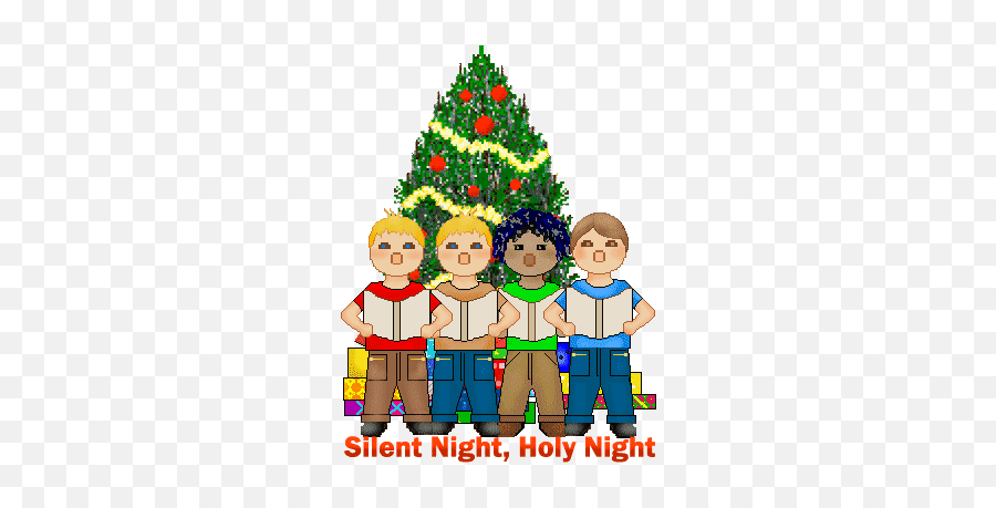 Christmas Carol Clipart - Christmas Tree Carol Singers Emoji,Emoji Silent Night