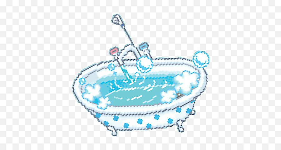 Bath Bathtub Cute Bubblebath Blue Pixel - Bathtub Emoji,Bubble Bath Emoji