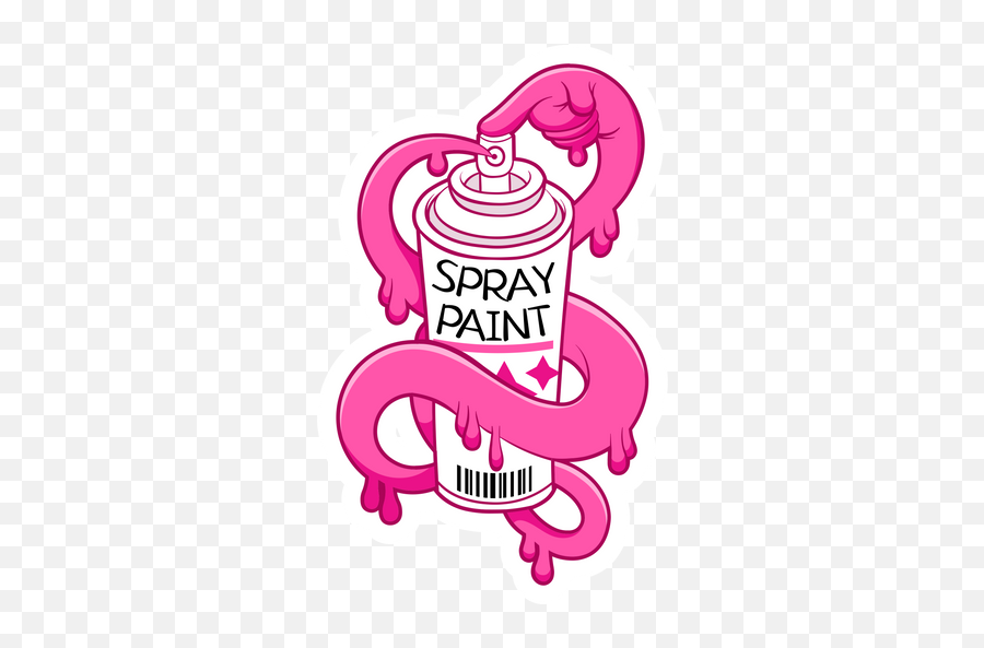 Pink Spray Paint Hand Sticker - Spray Paint Can Logo Emoji,Spray Can Emoji