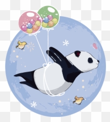 Flying panda illustration wall art - Giant Panda Emoji