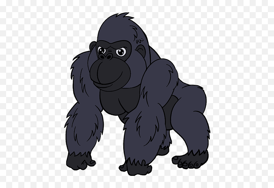 How To Draw A Cartoon Gorilla - Transparent Gorilla Clipart Emoji,Gorilla Emoji