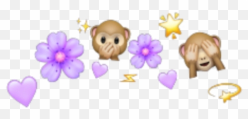 Purple Crown Flower Monkey Emoji - Png Transparent