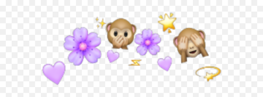 Purple Crown Flower Monkey Emoji - Emoji Crown Png Transparent,Emoji With Flower Crown