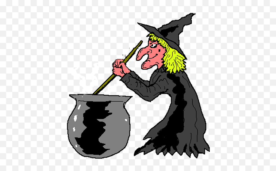 Witch Stirring Her Cauldron Clip Art - Witch Stirring Cauldron Clipart Emoji,Cauldron Emoji