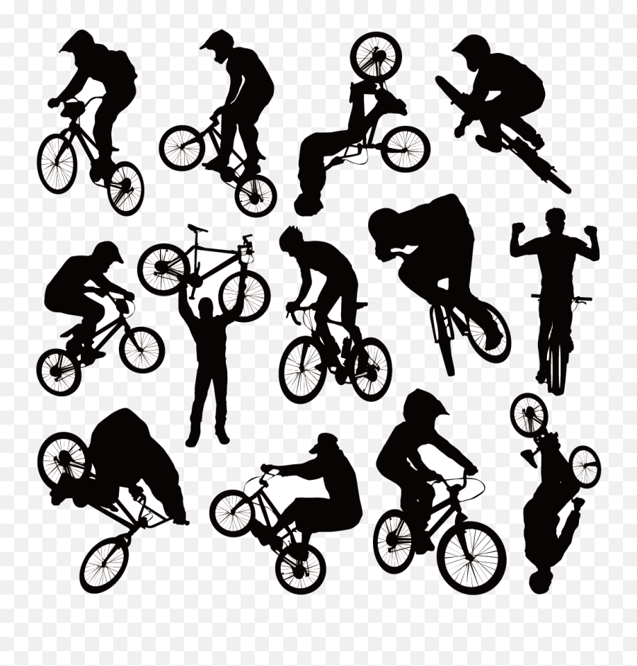 Bicycle Cycling Bmx Clip Art - Cycling Silhouette Figures Bike Vector Emoji,Cycling Emoji