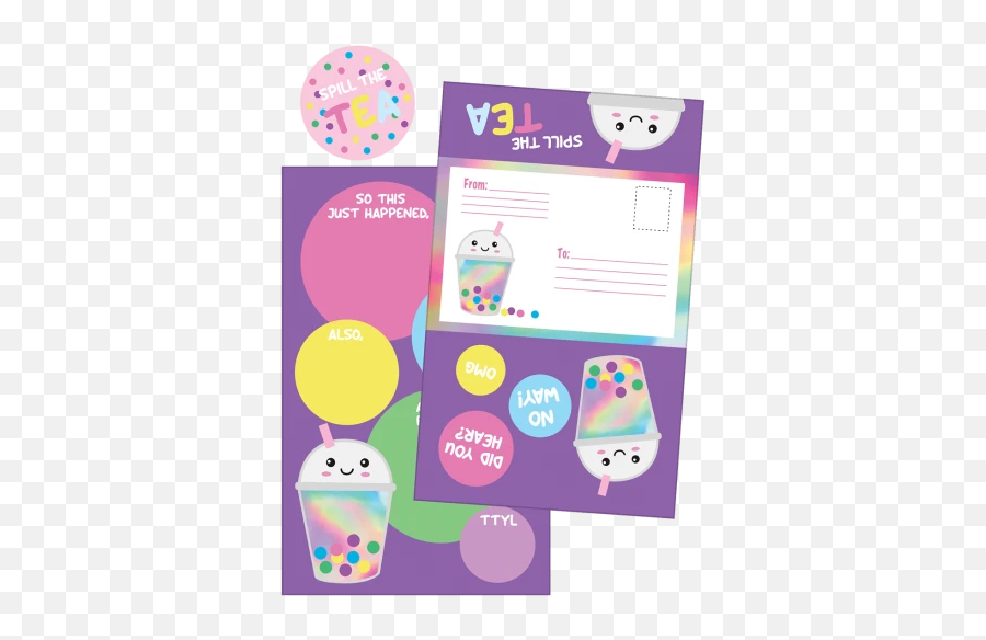 Bubble Tea Foldover Cards - Dot Emoji,Boba Emoji