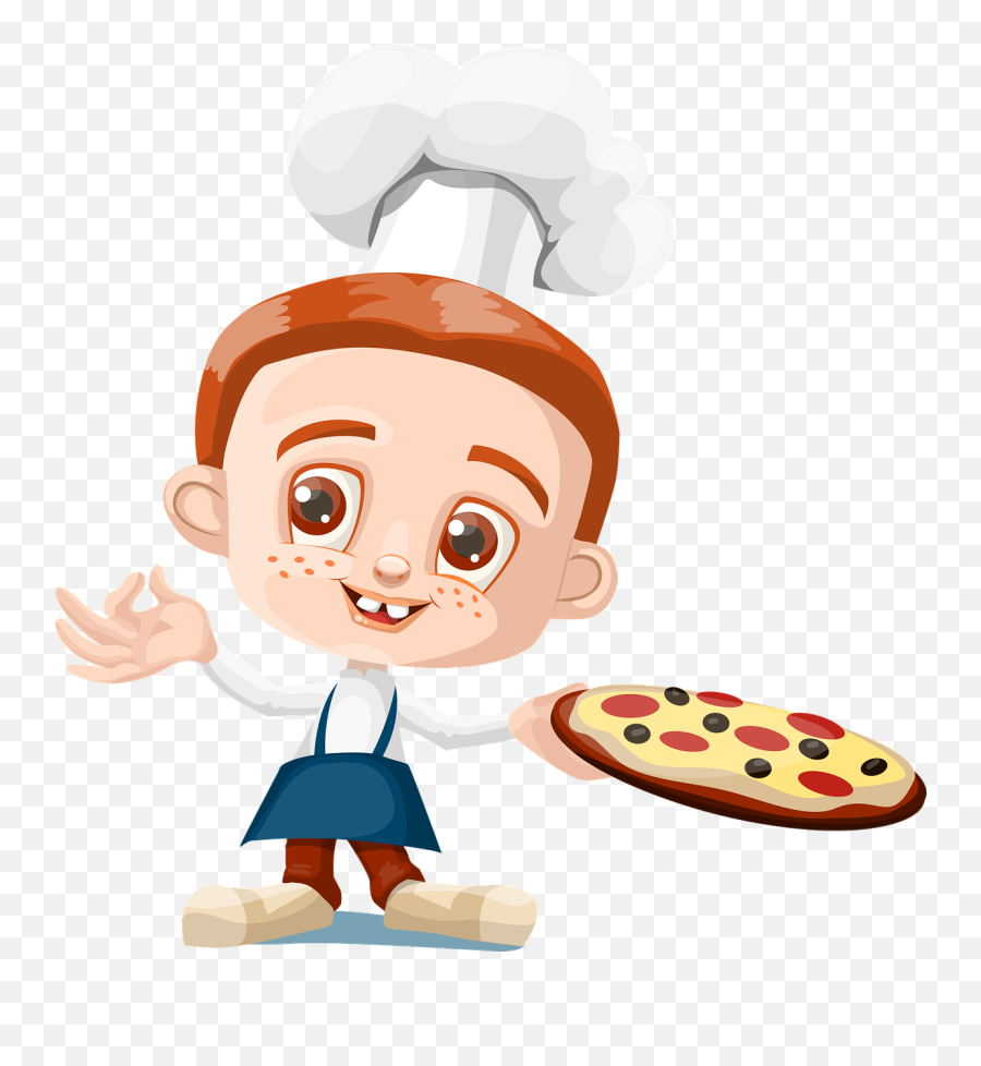 Cook Boy Kid Pizza Holding - Boy Cooking Pizza Cartoon Emoji,Emoji Eating Pizza