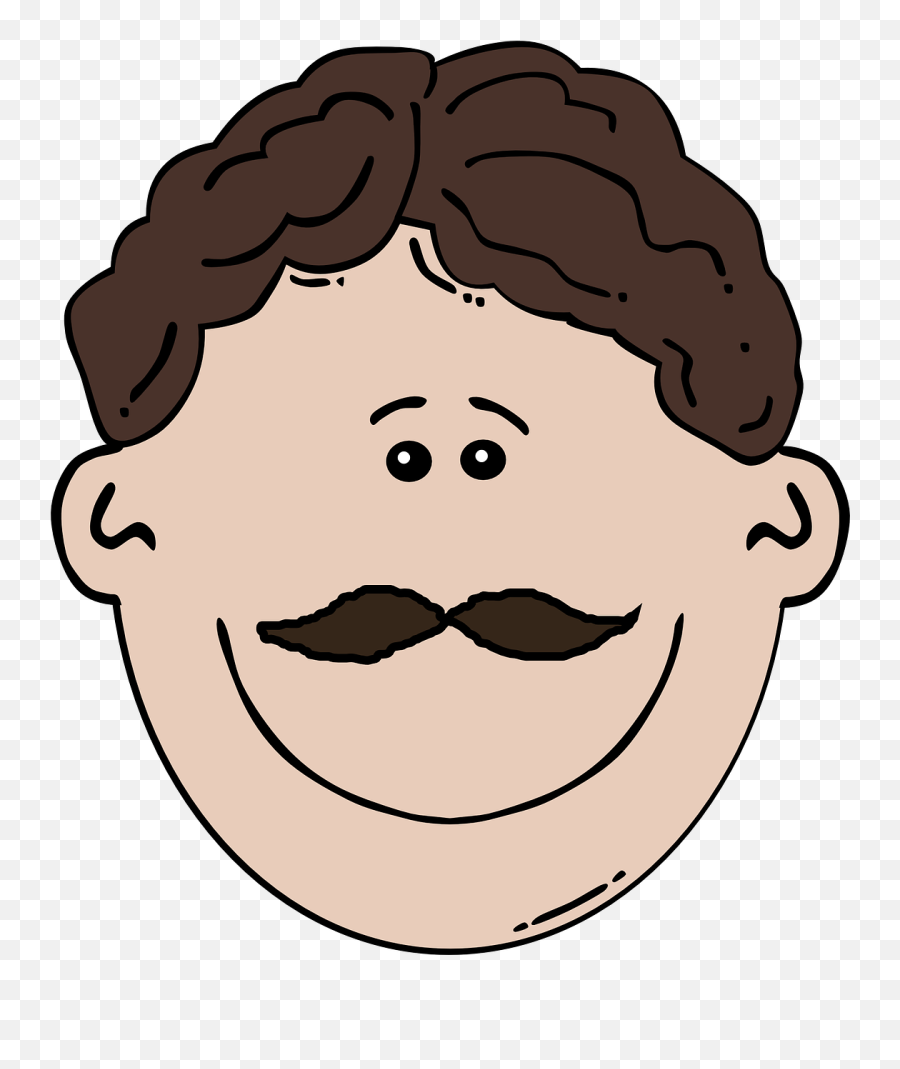 Man Face Pale Mustache Brown - Mustache Man Clipart Emoji,Emotion Faces For Texting