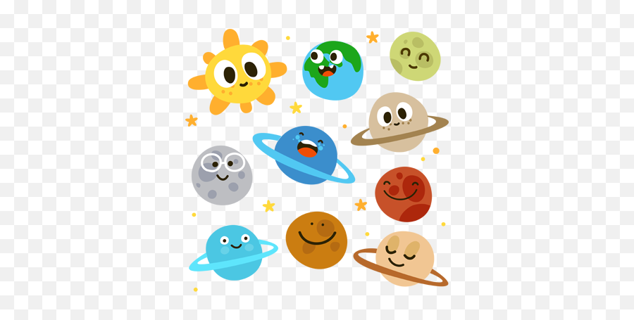 Sticker Enfant Planètes - Planets Cartoon Png Emoji,Solaire Emoticon