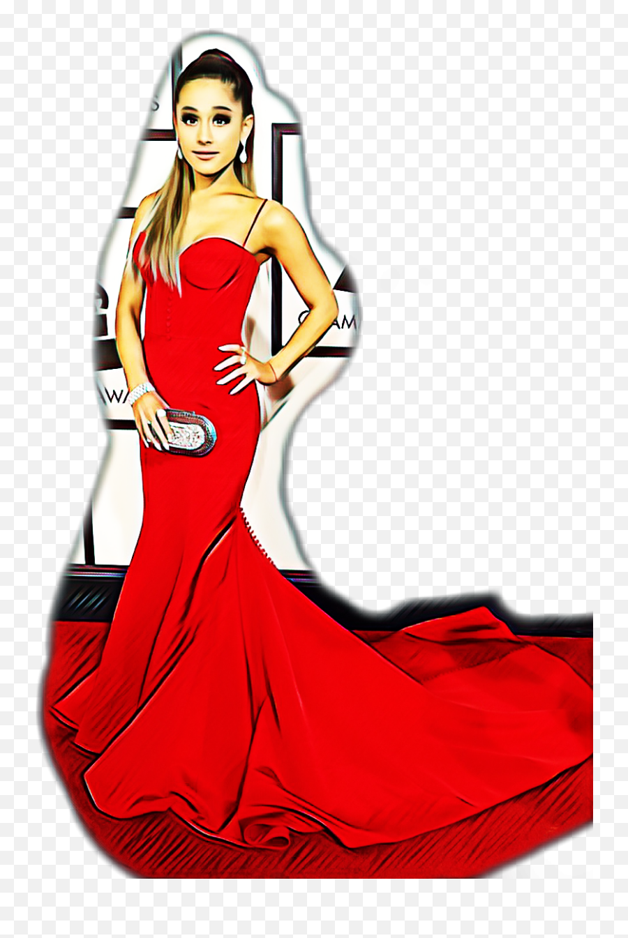 Red Arianagrande Beautiful Awesome - Grammy Award Shows Dresses Emoji,Girl Lipstick Dress Emoji