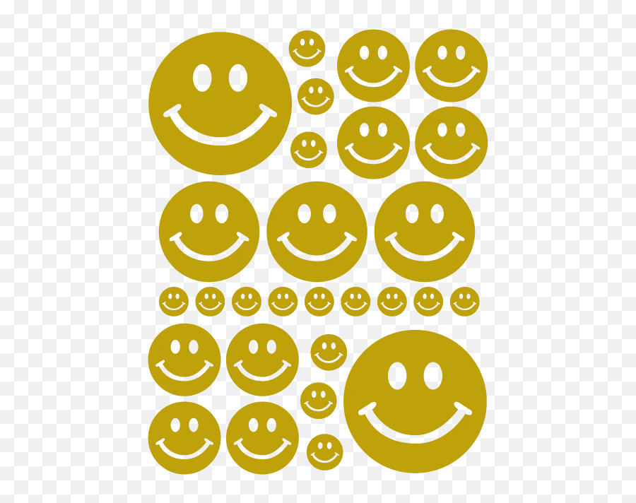 Smiley Face Wall Decals In Satin Gold - Wall Decal Emoji,Rooster Emoticon